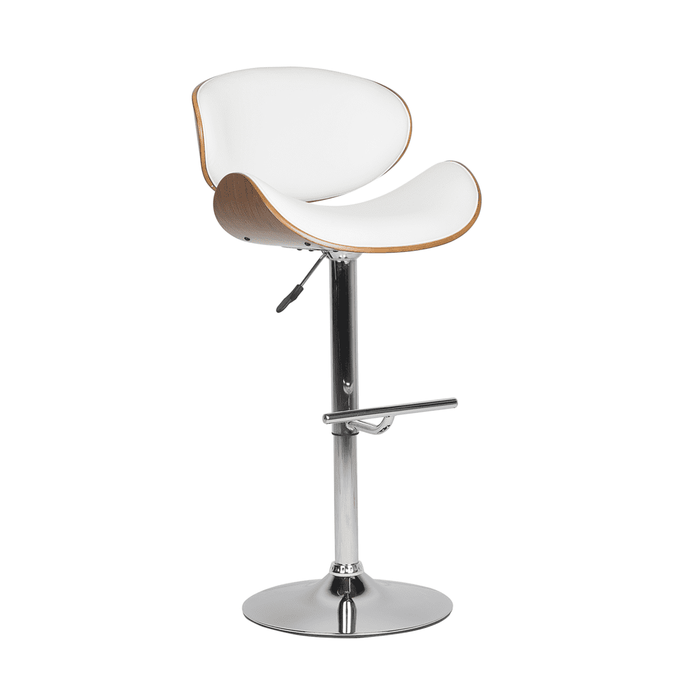 Beliani Otočná barová stolička z umelej kože biela ROTTERDAM